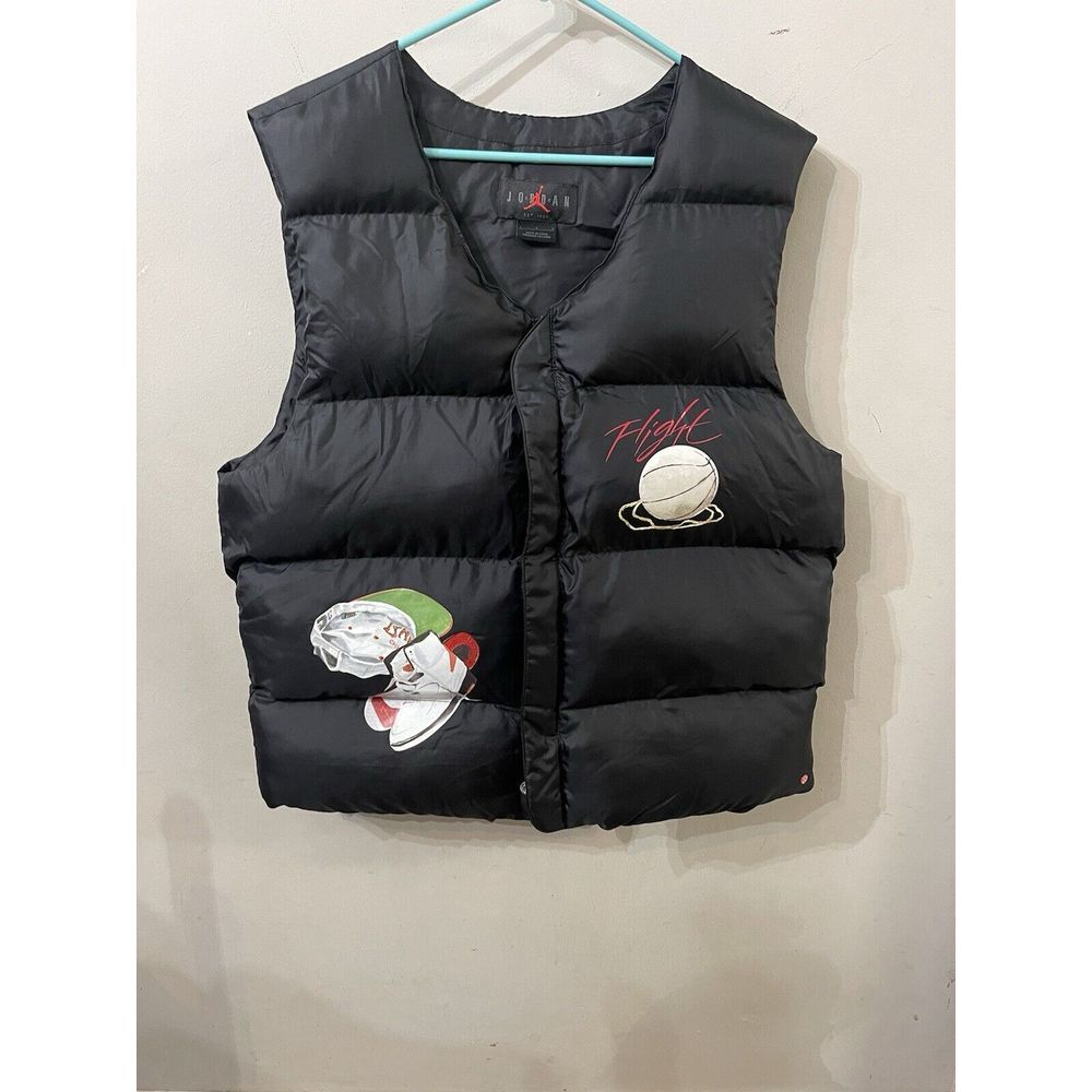 Nike Air Jordan Vest Mens Black Puffer Flight Artist Jacob Size Large